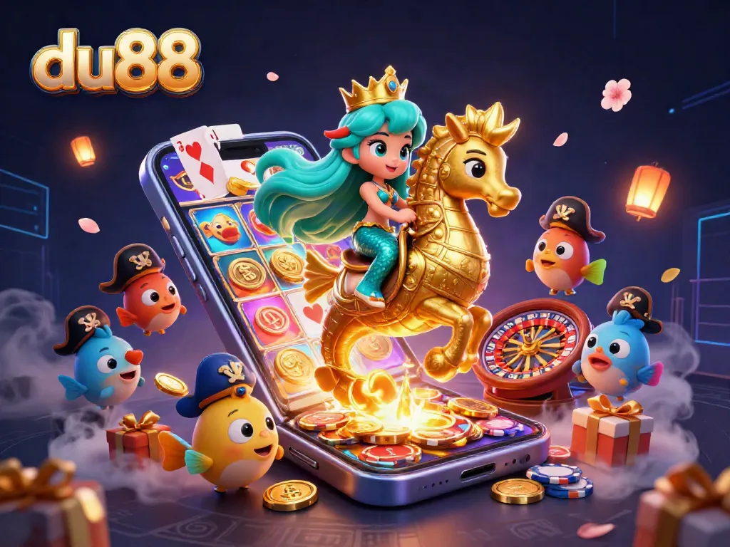 Spin to win with du88 in a vibrant underwater casino adventure featuring mermaids and treasure!