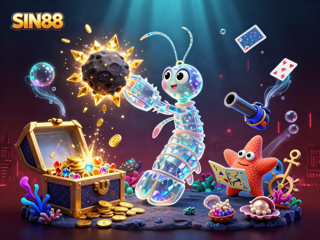 SIN88 showcases an imaginative scene of a vibrant cosmic samurai amidst gambling elements and treasure.