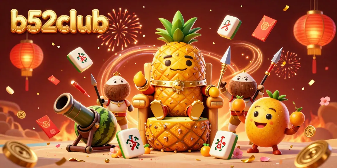 Celebrate winning strategies with the lively b52club scene featuring a golden pineapple king and interactive games.
