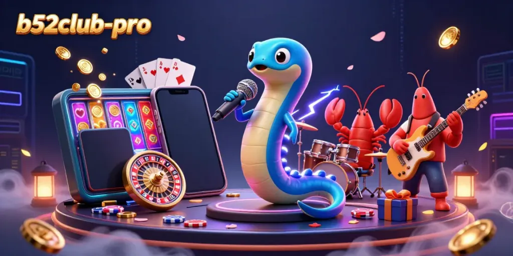 Experience b52club-pro's vibrant underwater casino through dynamic characters and gaming elements.