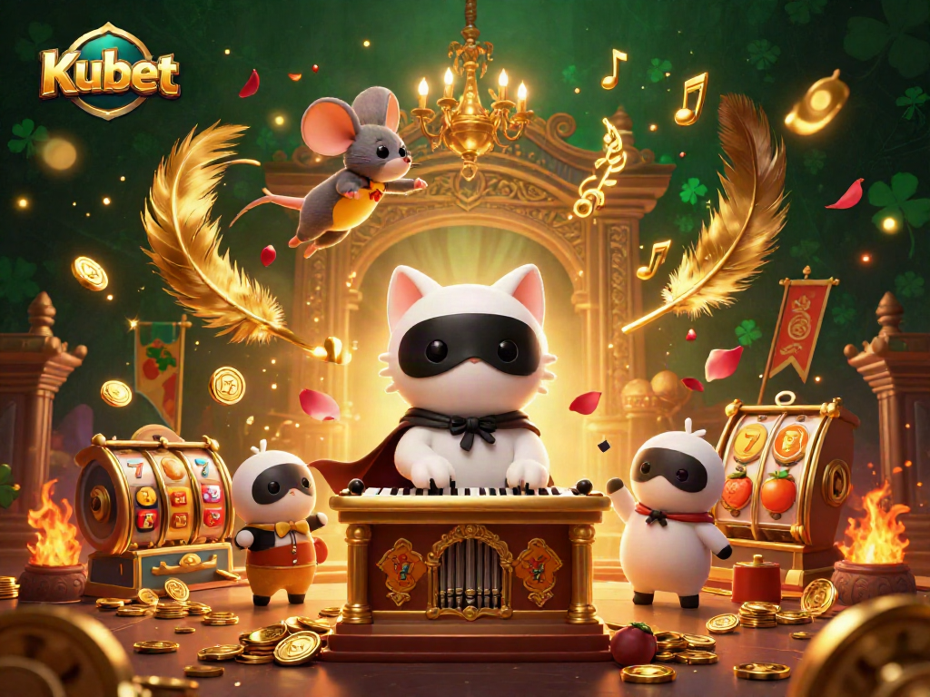 Kubet showcases a vibrant 3D casino scene with dynamic game elements and engaging characters.