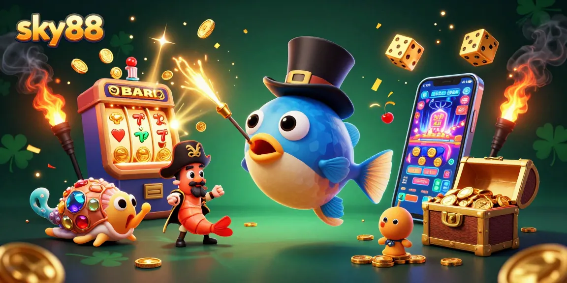 Experience thrilling gameplay at sky88 with vibrant slot machines and dynamic casino characters.