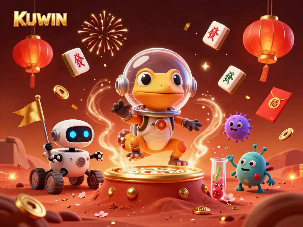 KUWIN offers an exciting 3D casino adventure featuring a Martian gecko discovering treasures.