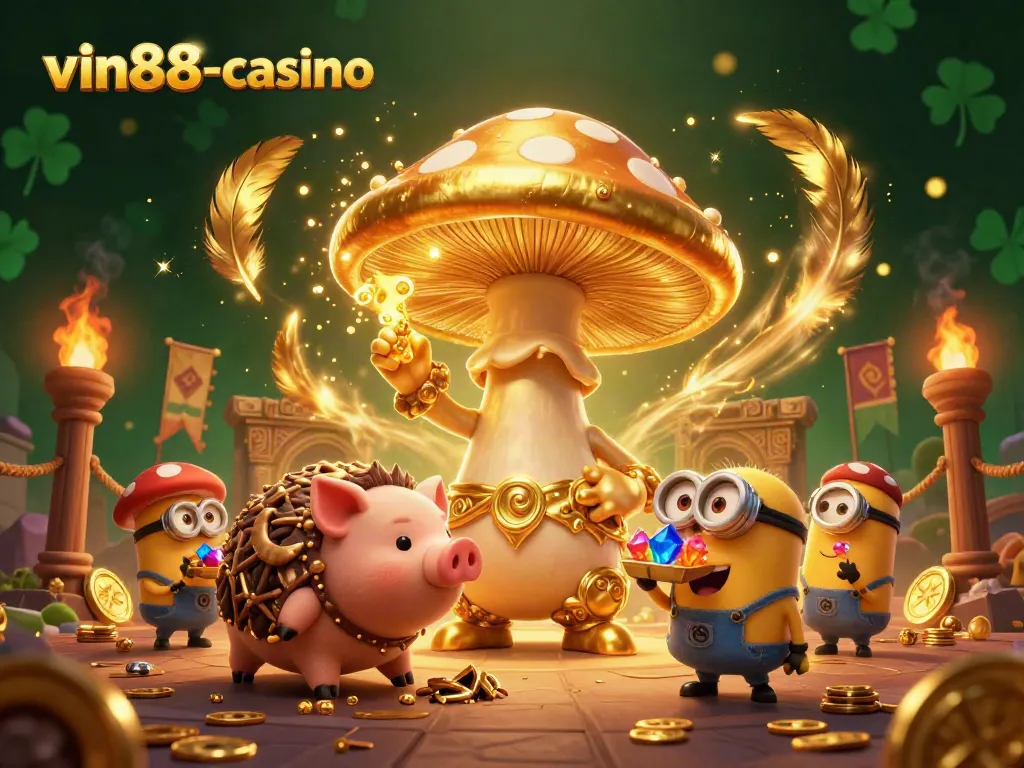 Engage in epic fun at vin88-casino with a mystical scene of charming wizardry and treasure.
