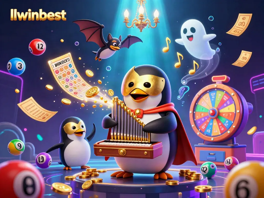 Experience excitement with llwinbest, featuring a gaming penguin and dynamic casino elements.