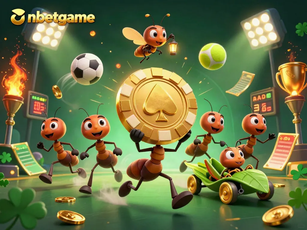 Experience thrilling action with nbetgame as ants steal a massive golden poker chip!