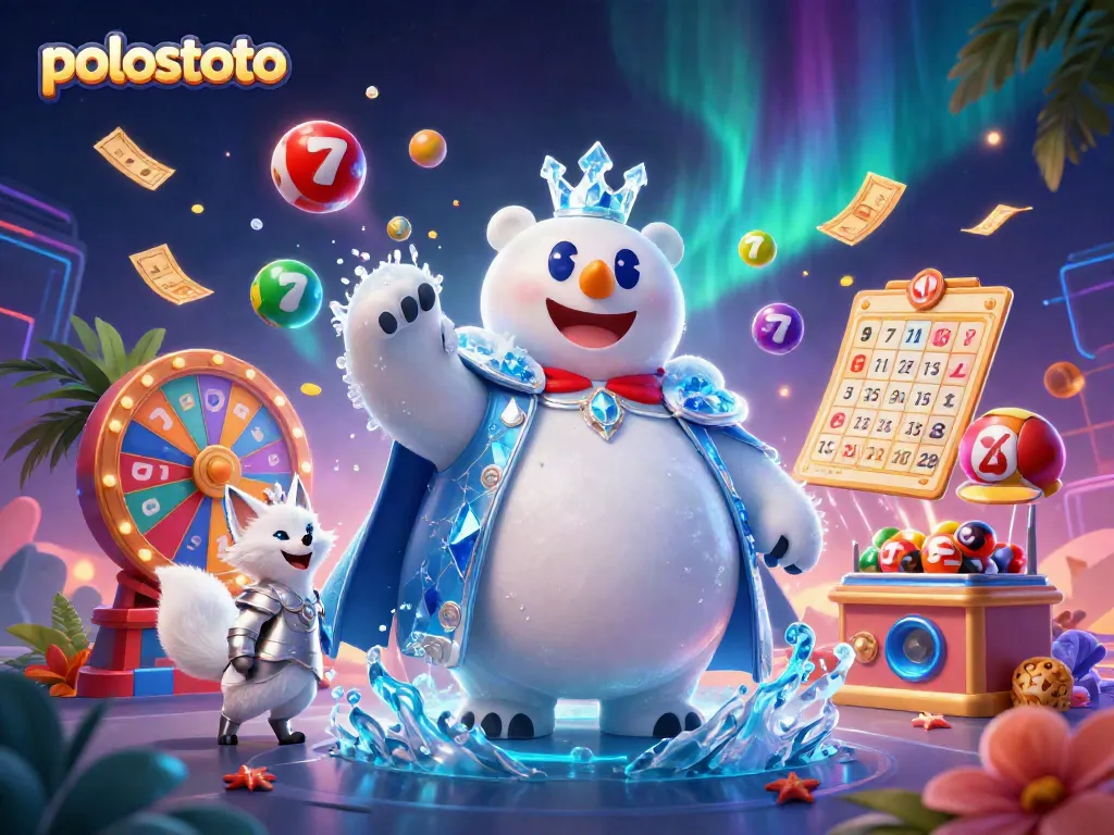 Engage with polostoto's thrilling experience featuring a polar bear and snow fox in a vibrant casino setting.