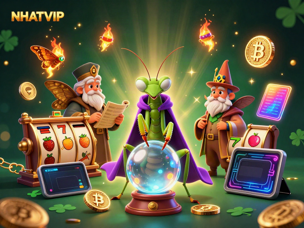 Experience the thrill of NHATVIP gaming with vibrant characters and dynamic slot elements.