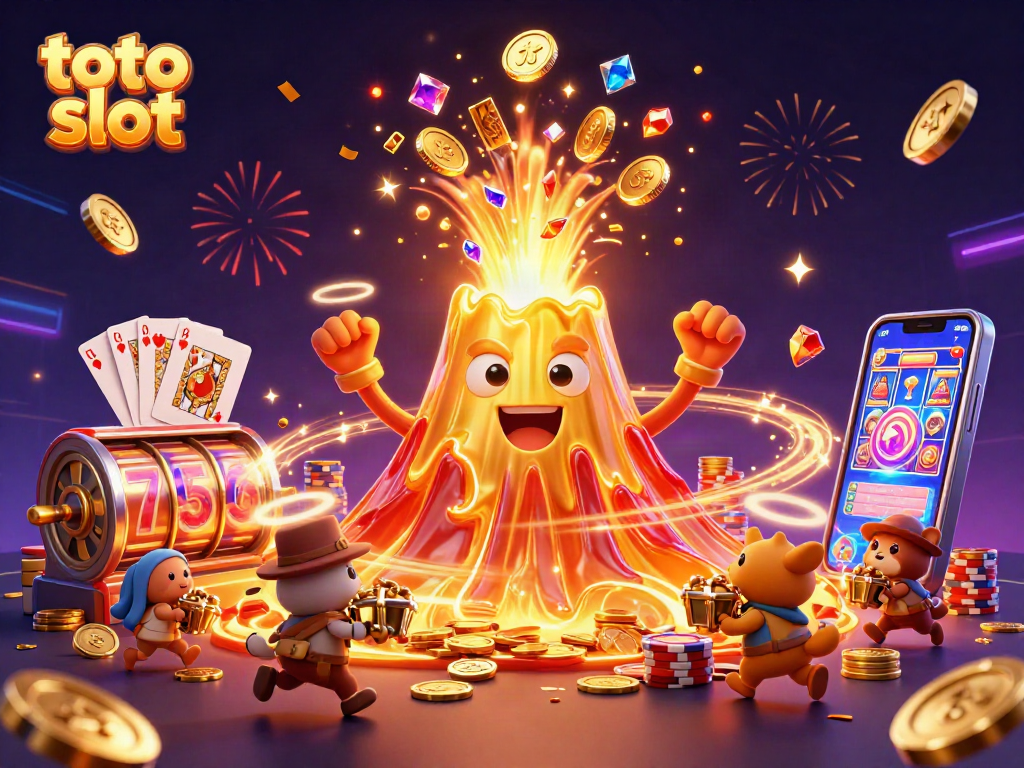Toto slot game showcases a vibrant 3D scene filled with coins, treasures, and dynamic gaming elements.