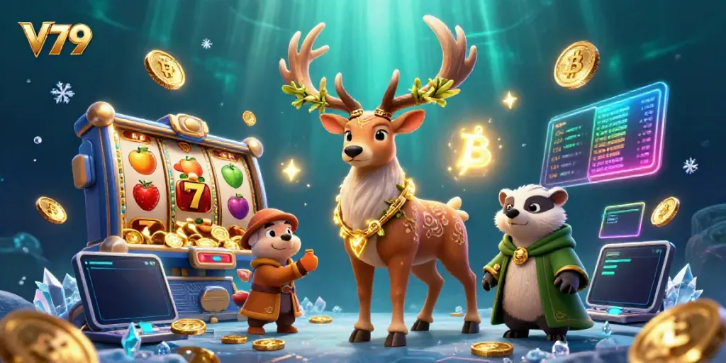 Engage with V79's vibrant slot reels and Celtic druid characters, offering an enticing gaming experience.