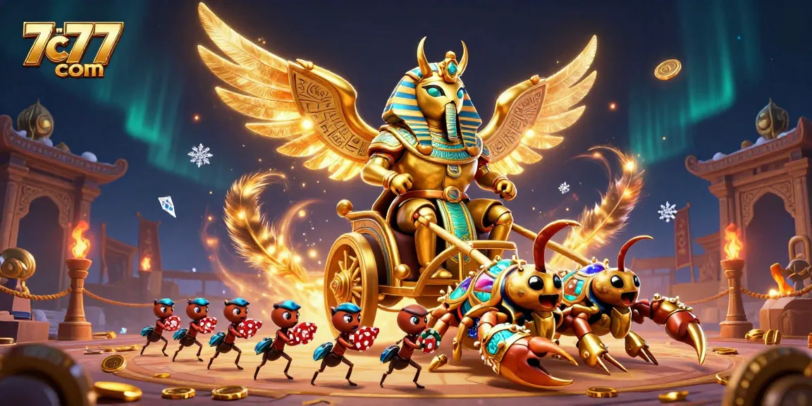 Experience thrilling gaming action with 7c77 com's lively illustrated casino scene.