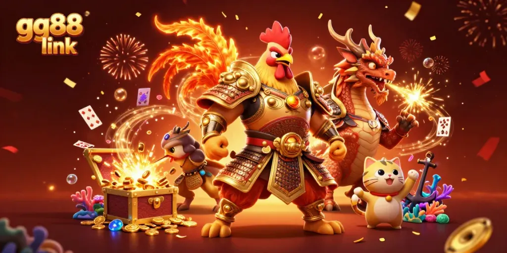 Experience exciting bets with gg88 link in this vibrant 3D casino-inspired illustration.
